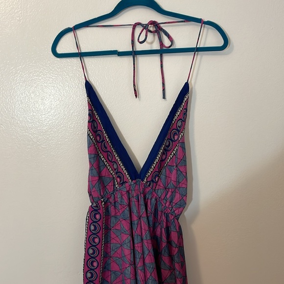 Contro corrente boho dress open back, spaghetti straps, elastic back, waist pink - Picture 2 of 10